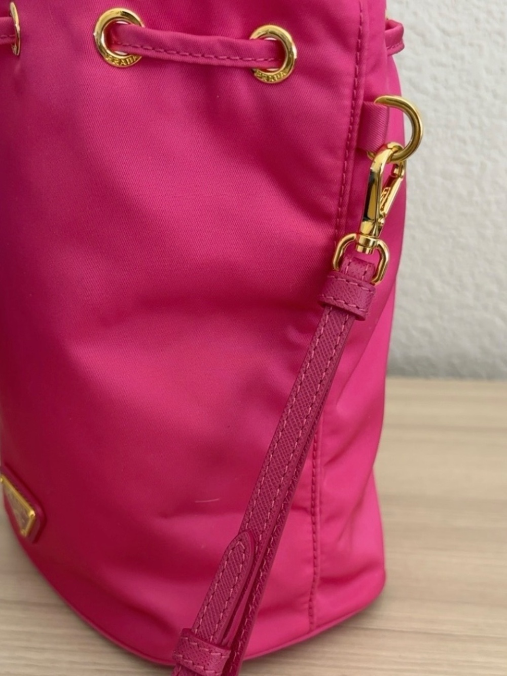 PRADA Fuchsia Tessuto Nylon Drawstring Wristlet Pouch - Picture 4 of 8